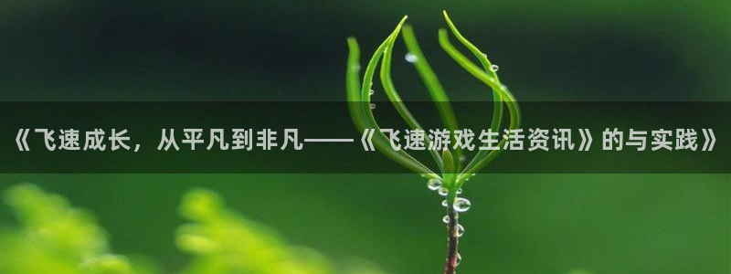 极悦娱乐登录网址：《飞速成长，从平凡到非凡——《飞速游戏生活
